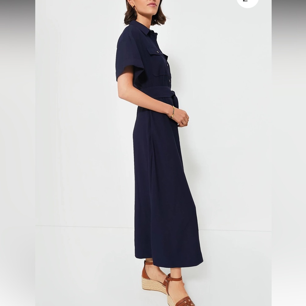Tuckernuck Navy Short-Sleeve Button-Front Maxi Shirt Dress - Picture 3 of 9